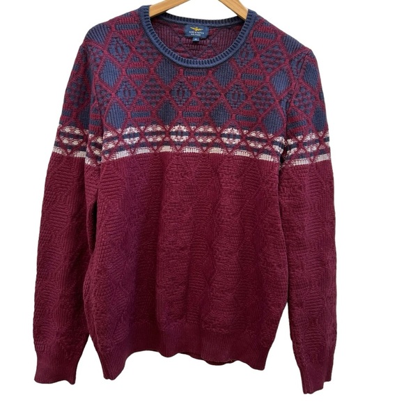 Aero Notch Militare Vintage Fairisle Crewneck Burgundy & NavySweater Size XL